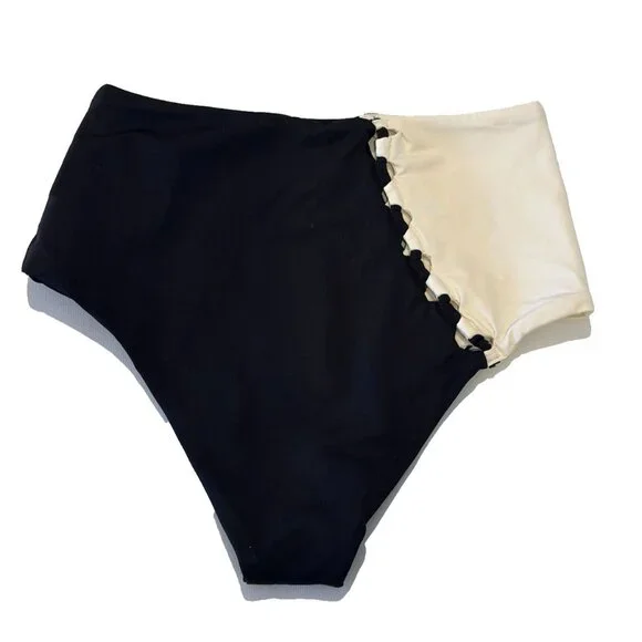 NWT L Space Anthropologie Black Cream Solstice Classic Bikini Bottom Sz S - Picture 11 of 13